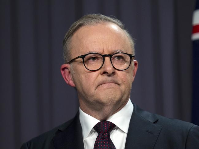 Prime Minister Anthony Albanese holds a press conference after the Voice to Parliament was defeated in the referendum. Picture: NCA NewsWire / Martin Ollman