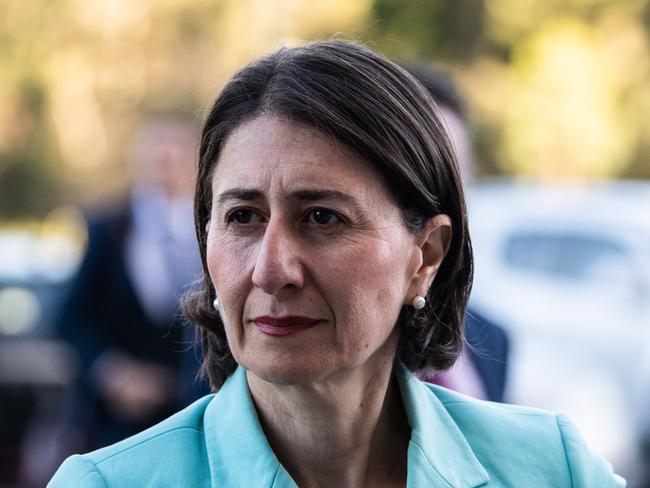 Premier of New South Wales Gladys Berejiklian arrives at the Council of Australian Governments (COAG) meeting at Bankwest Stadium in Sydney, Friday, March 13, 2020. (AAP Image/James Gourley) NO ARCHIVING