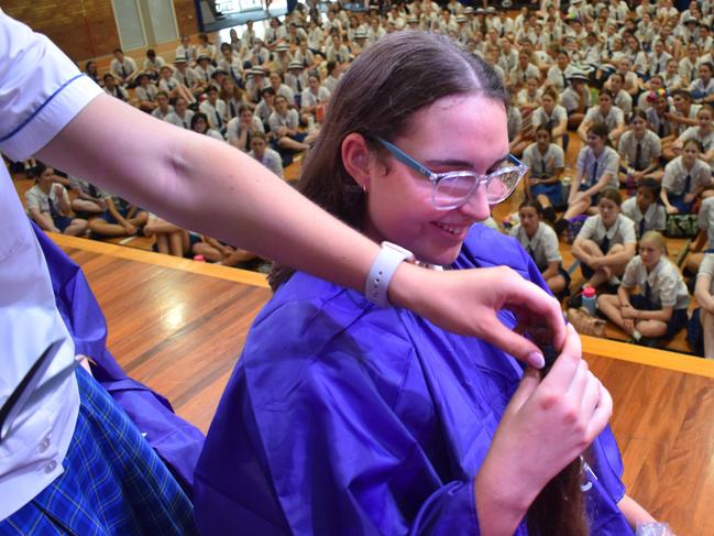Year 12 students at Loreto College 'Rocked the Chop' for the Cancer Council's Ponytail Project.