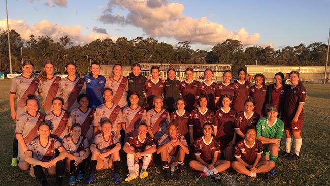 Players from both the QAS and Schools Premier League rep side after the game.