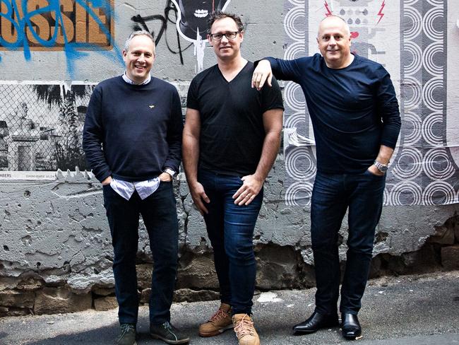 Phillip Rich, Shaun Presland, Chris Lucas from Lucas Group, which is opening a new Japanese restaurant at 175 Flinders Lane, Melbourne, in 2017.