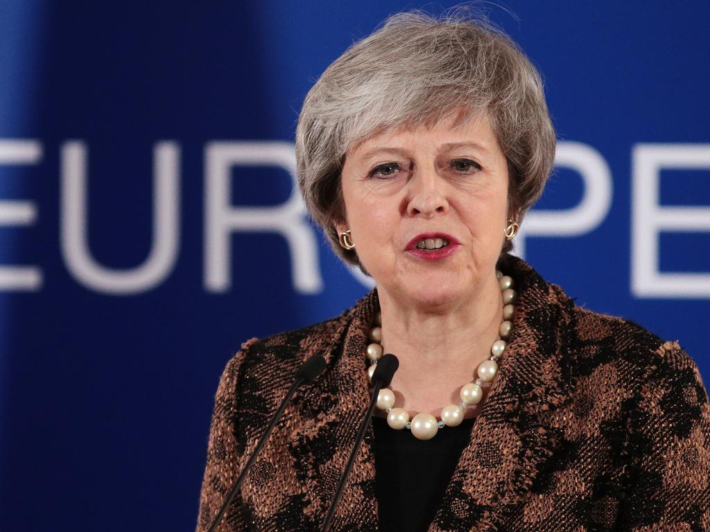 British Prime Minister Theresa May holds a press conference at the European Council during the two day EU summit on December 14, 2018 in Brussels, Belgium. Picture: Getty Images