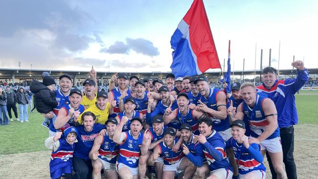 Daylesford celebrate winning the Central Highlands grand final. Picture: Shane Jones.