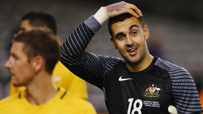 Socceroos goalkeeper Adam Federici during a friendly against Greece.