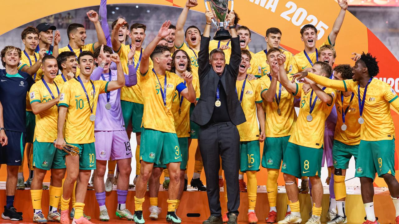 The Young Socceroos are Asian champions for the first time after winning the U20 Asian Cup Final against Saudi Arabia and Australia at Bao'an Sports Centre Stadium on March 1 in Shenzhen, Guangdong Province, China. Picture: Zhicheng Qin/Football Australia/supplied