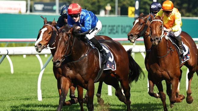 William Stanley rides Flying Embers to victory in the Midway Handicap at Randwick. Picture: Getty Images