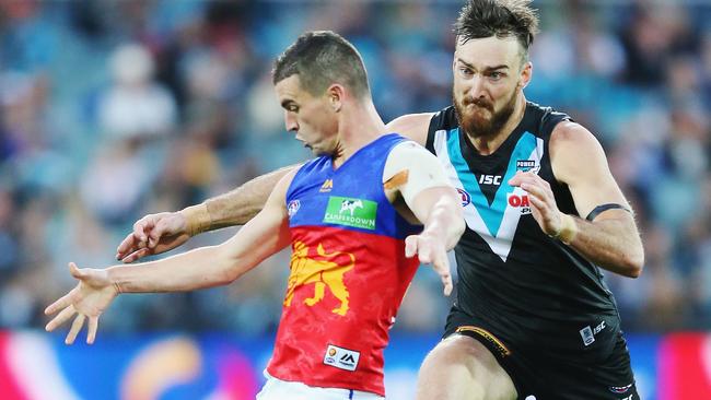 Brisbane midfielder Tom Rockliff is to follow key forward Charlie Dixon in making the move from Queensland AFL club to become Port Adelaide teammates at Alberton. Picture: Michael Dodge (Getty Images)