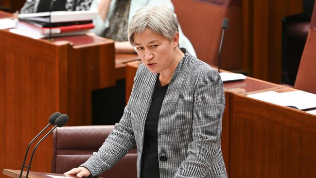 Foreign Affairs Minister Penny Wong has announced sanctions against six bodies linked to North Korean arms exports to Russia. Picture: NCA NewsWire/Martin Ollman