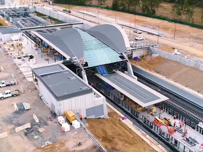The construction of a station along the Sydney Metro west.