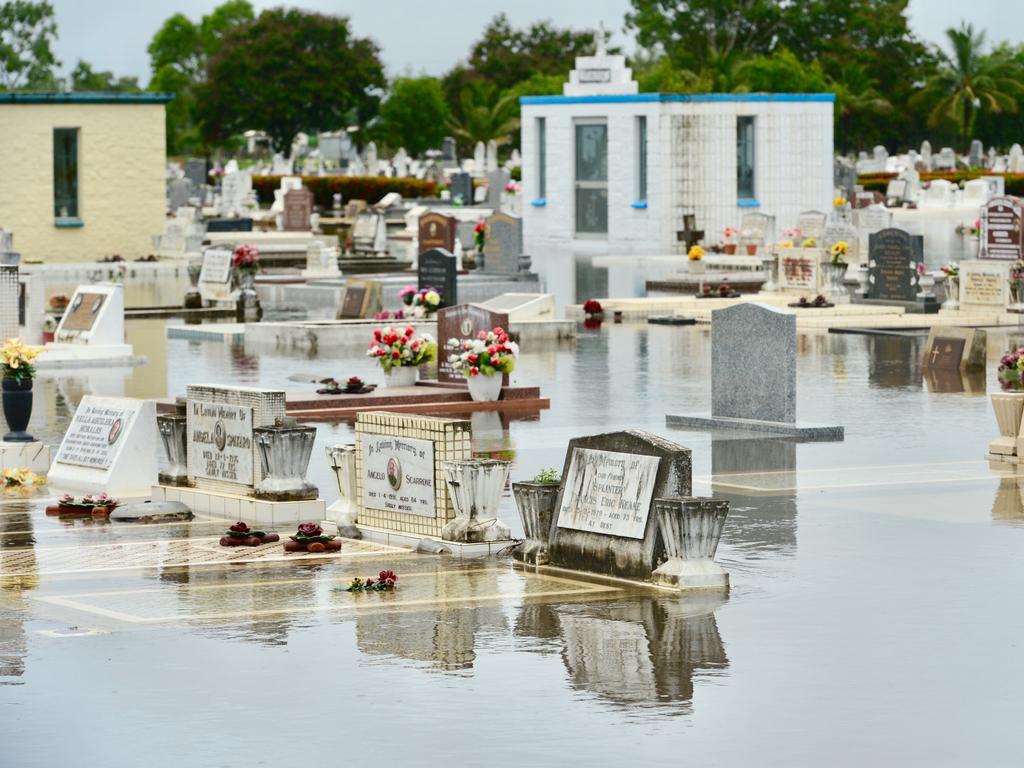 Ayr cemetery underwater. Picture: Scott Radford-Chisholm