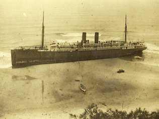 IN DISTRESS: The SS Maheno just after it went aground on Fraser Island on July 8, 1935.