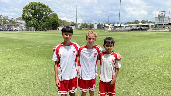 Palm Beach Currumbin SHS semi-final scorers Sho McCabe, Forbes Porter and Jackie Brown.