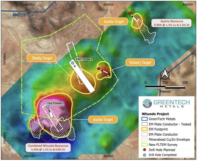 Resources, prospects and conductors at the Whundo project. Pic: GreenTech Metals