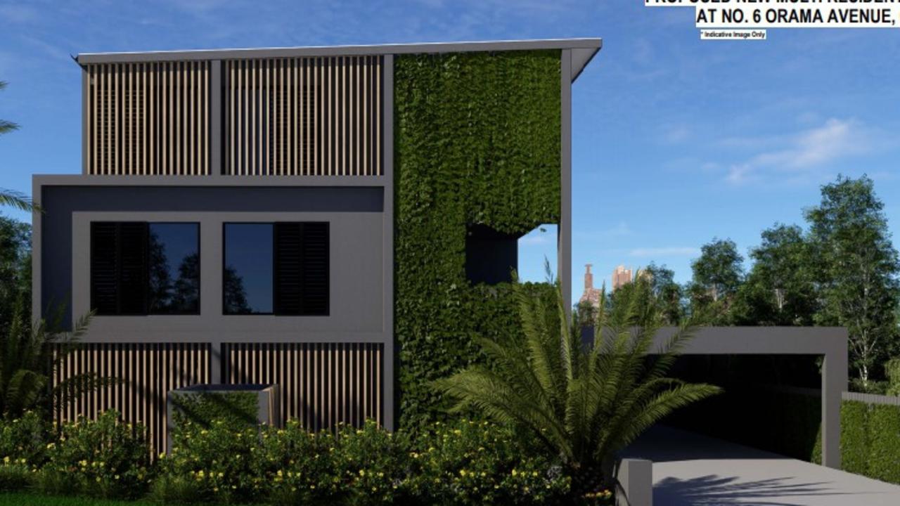 Artists impressions of a set of townhouses proposed for 6 Orama Ave, Caloundra. Photo: Icon Building Design