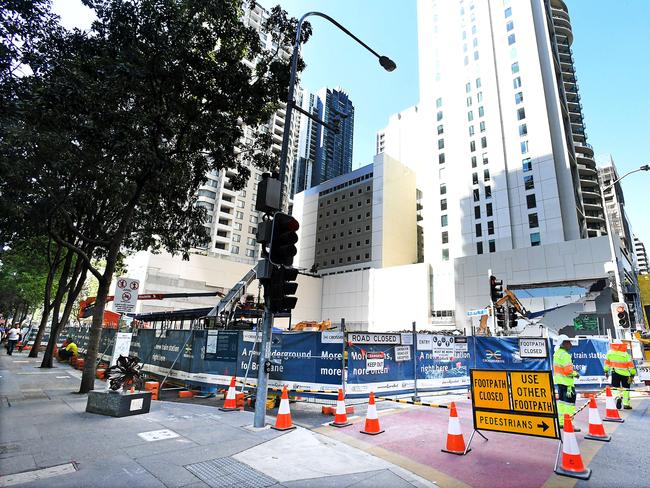 Construction work at the corner of Mary and Albert St, Brisbane. Wednesday November 4, 2019. (AAP image, John Gass)