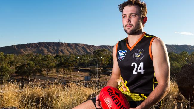 Alice Springs Thunder star Abe Ankers at Billy Goat Hill in Alice Springs. Picture: EMMA MURRAY