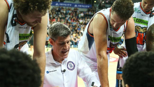 Head Coach Mike Kelly of the Taipans during the Round 5 NBL match between the New Zealand Breakers and the Cairns Taipans at Spark Arena in Auckland, New Zealand, Friday, November 9, 2018. (AAP Image/David Rowland) NO ARCHIVING, EDITORIAL USE ONLY