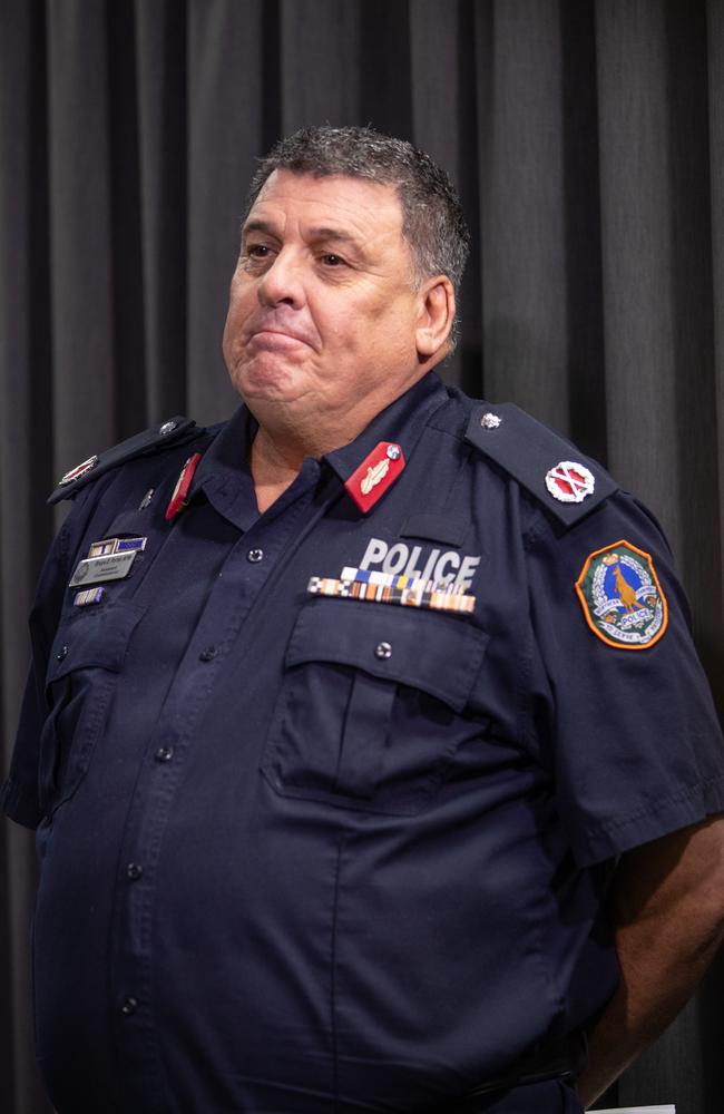 Retiring Assistant Commissioner Bruce Porter, speaks during a press conference in Darwin on September 8, 2023. Photo by PEMA TAMANG PAKHRIN