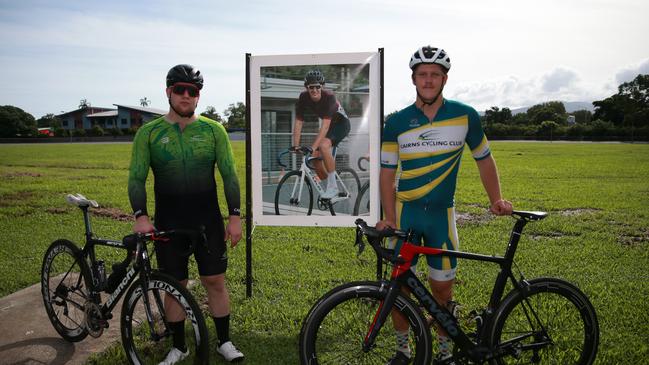 Cairns Cycling Club members and close mates of Luke Azzopardi, David and Brandon Hutton rode in the first Luke Azzopardi Memorial Ride which attracted about 300 riders and started and finished at the club's Manunda base. Picture: Arun Singh Mann