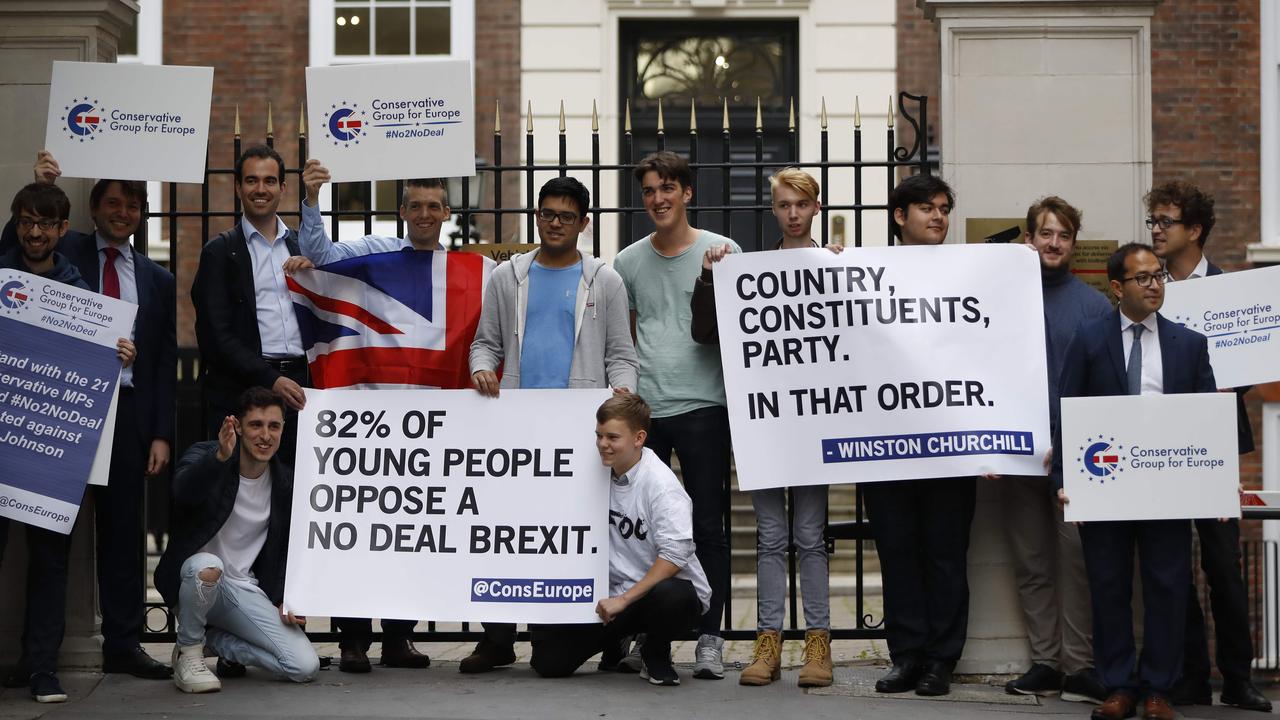 Young members of the Conservative Party are still protesting their opposition to leaving the European Union with a deal. Picture: Tolga Akmen/AFP.