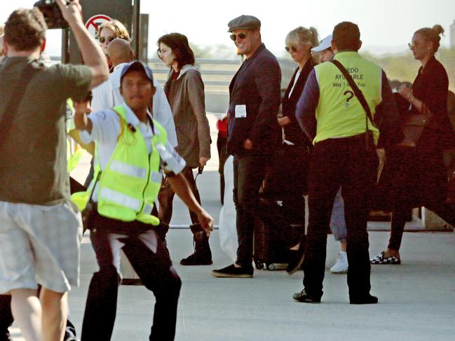 Jackson Stefanovic, Ava Stefanovic, Karl Stefanovic, Jade Yarbrough and Jasmine Yarbrough at Los Cabos International airport in Mexico ahead of their wedding. Picture: News Corp Australia