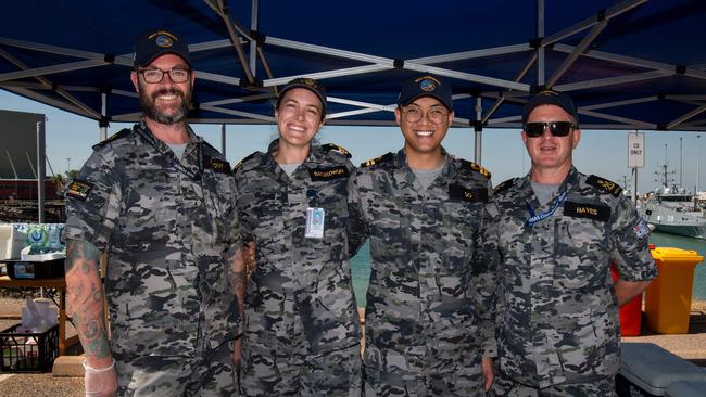 CPO Clout, LCDR Baczkowski, LEUT Do, PO Hayes at the first HMAS Coonawarra open day in seven years. Picture: Pema Tamang Pakhrin