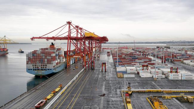 The Patrick Port Botany container terminal has been affected by MUA industrial action. Picture: Ian Waldie