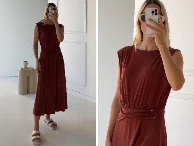 Sleeveless Draped Jersey Dress - Preview - Brick. Picture: Instagram/@targetaus.