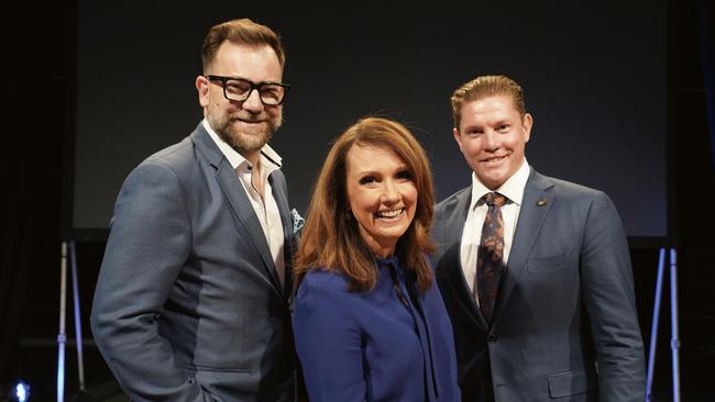 With her Invictus Games Today co-host Anthony “Lehmo” Lehmann (left) and panellist Damien Thomlinson.