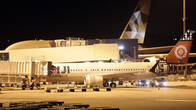 Fiji Airways was granted a special dispensation to land its passenger-laden 737 Max8 aircraft at Sydney International Airport on Tuesday night but was not allowed to fly out with passengers on-board. Picture: Christian Gilles