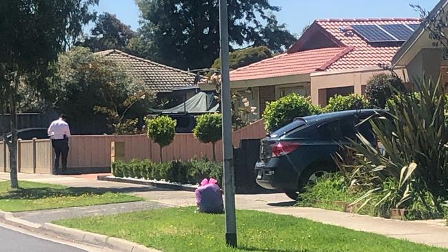 Detectives on the street from where Ms Zhang disappeared.