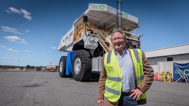 Andrew Forrest wants FFI to be shipping 15 million tonnes of green hydrogen to customers by the end of the decade, but is yet to build a renewable energy project or produce any hydrogen in commercial volumes. Picture: Tony McDonough