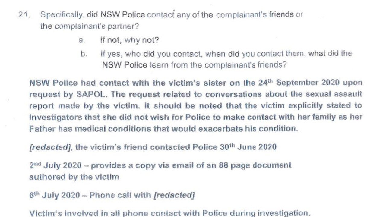 NSW Police reveals they did not receive key documents before closing the case against Christian Porter.