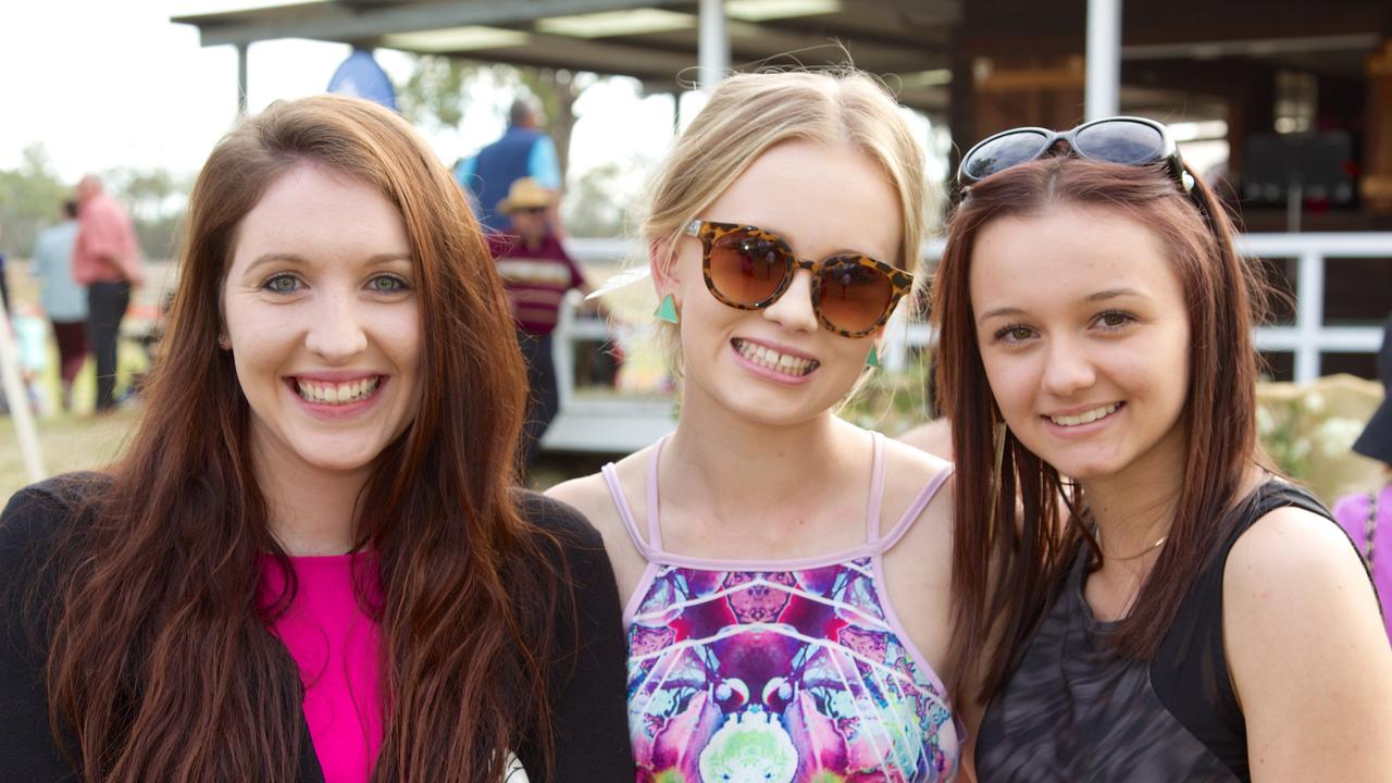 Keeley Miller, Lauren McCormack, Claire Alanskas (Kingaroy) at the burrandowan races. Photo Contributed