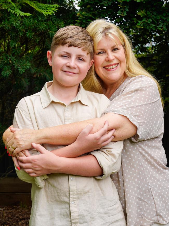 Josh Miller with his mother Kerryn Miller. Picture: Thomas Parrish