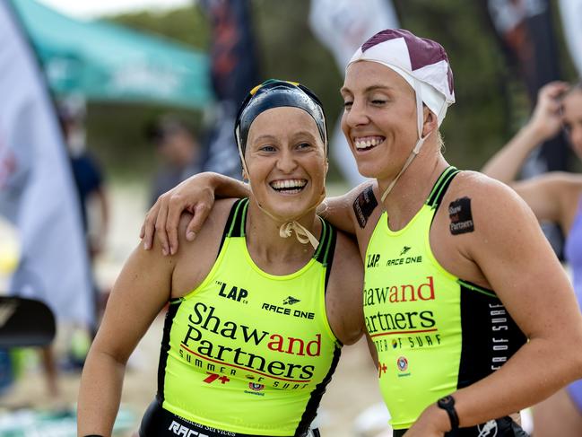 Brielle Cooper (left) and Georgia Miller at the Summer of Surf Hayden Kenny Classic 10,000 on Friday, December 1. Picture credit: Summer of Surf