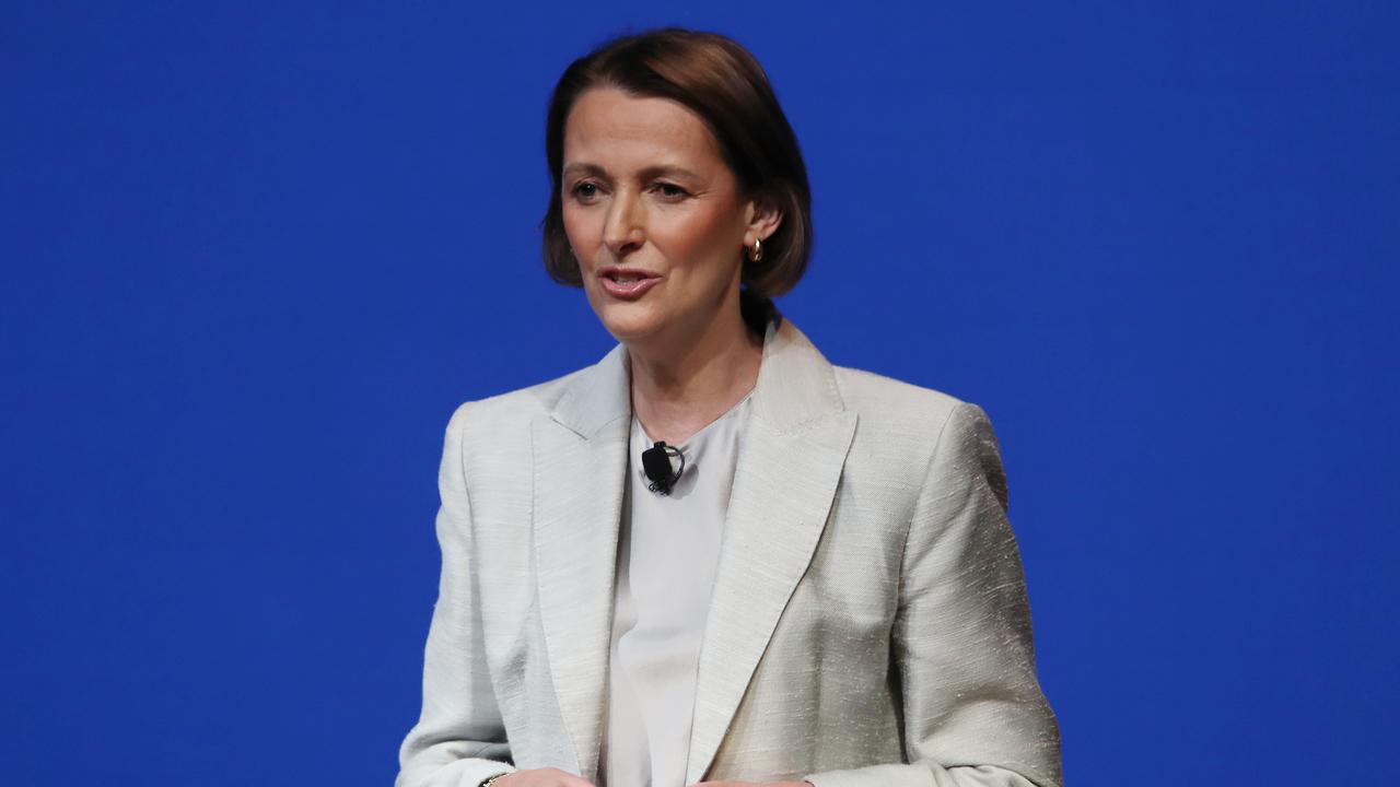 Telstra CEO Vicki Brady at the company’s half year results. Picture: John Feder/The Australian.