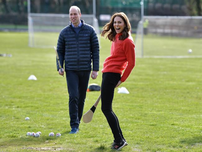 Prince William, Duke of Cambridge and Catherine, Duchess of Cambridge visit Salthill GAA club and participate in some hurling and gaelic football. Picture: Getty