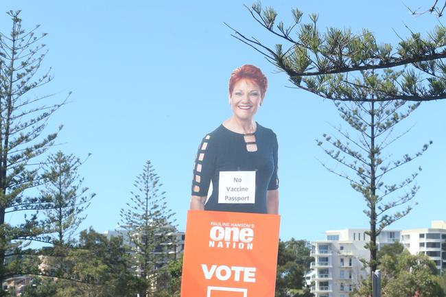 People in the Tweed are protesting the border restrictions. 22 August 2021 Coolangatta Picture by Richard Gosling