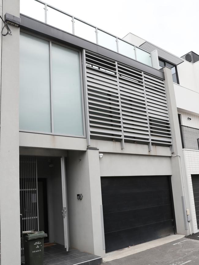 The property at Turville Place in Port Melbourne that police searched. Picture: David Crosling