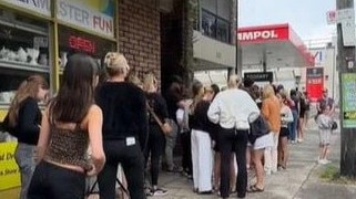 Sydneysiders queued up for more than an hour to buy stale, $17.50 cookies. Picture: TikTok