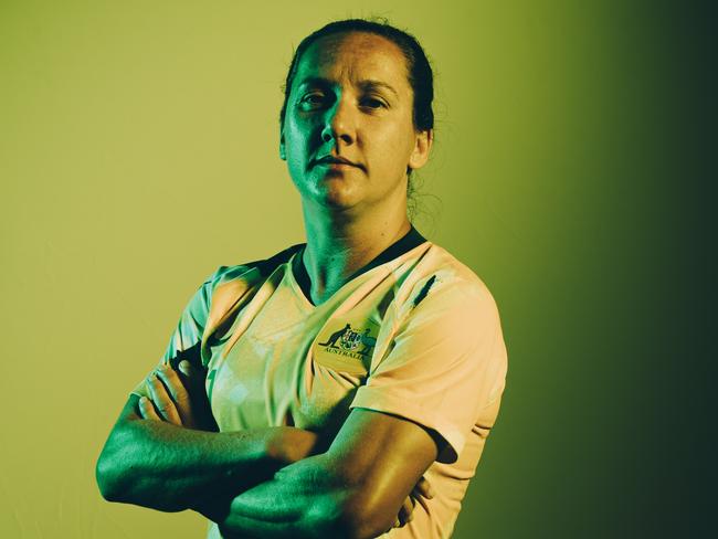 VALENCIENNES, FRANCE - JUNE 06: (EDITORS NOTE: Image has been digitally enhanced.) Lisa De Vanna of Australia poses for a portrait during the official FIFA Women's World Cup 2019 portrait session at Royal Hainaut Spa & Resort Hotel on June 06, 2019 in Valenciennes, France. (Photo by Simon Hofmann - FIFA/FIFA via Getty Images)