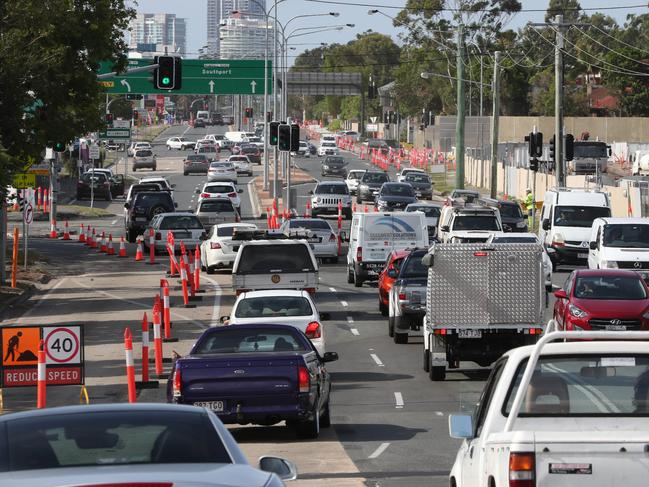 Complaints have been made that traffic lights along Bundall road are not in sync thus adding to the traffic chaos.Picture by Scott Fletcher