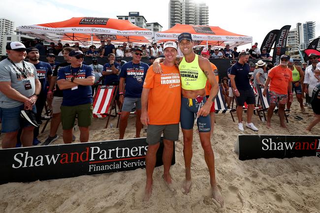 Shannon Eckstein (left) and Matt Poole after the latter won the 2022 Shannon Eckstein Classic race at BMD Northcliffe. Picture credit: Shane Myers 2022.
