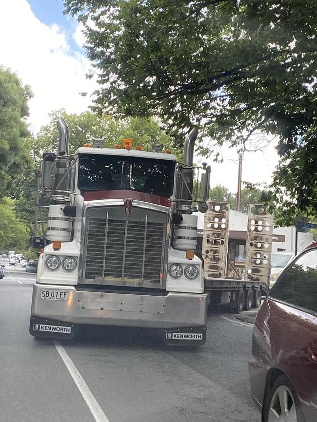 Trucks on the Hahndorf main street. Picture: Facebook