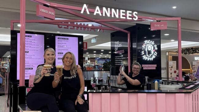 Jacqui Lukito, Eva Krenske, and Lauren Stafford will be serving up coffee at ANNEES new Canelands store which is set to be a hit with locals. Photo: Contributed