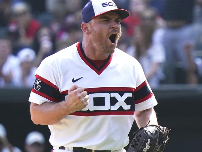 CHICAGO, ILLINOIS - AUGUST 01: Liam Hendriks #31 of the Chicago White Sox reacts at the end of the ninth inning against the Cleveland Indians at Guaranteed Rate Field on August 01, 2021 in Chicago, Illinois. (Photo by Nuccio DiNuzzo/Getty Images)