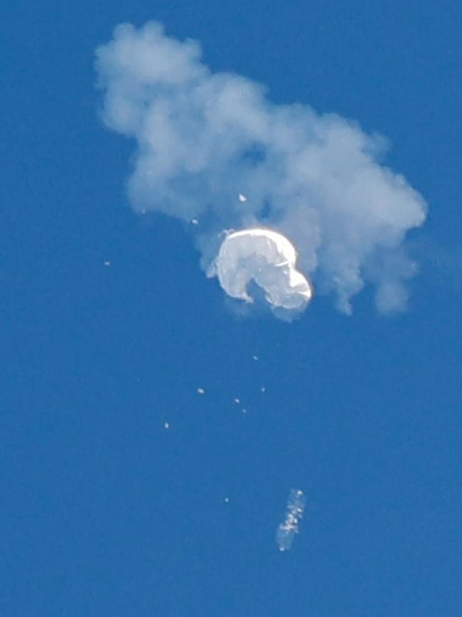 Chinese spy balloon shot down over the Atlantic. Picture: Reuters