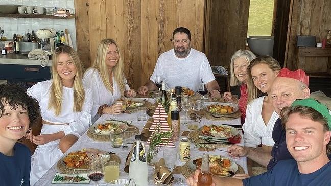 Billy Brownless, Nicky Brownless and Garry Lyon celebrated Christmas 2020 together with the Brownless children Ruby, Max, Oscar and Lucy. Picture: Supplied/Instagram.