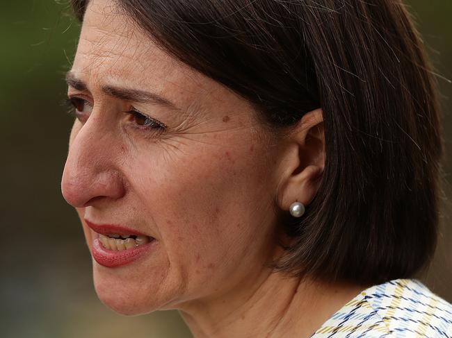 SYDNEY, AUSTRALIA - MARCH 17: New South Wales Premier Gladys Berejiklian addresses the media during a press conference to update on COVID-19, at NSW Parliament House on March 17, 2020 in Sydney, Australia. The number of confirmed COVID-19 cases is now at 379 in Australia, with five deaths. NSW has the greatest number of confirmed cases with 171 people infected. (Photo by Mark Metcalfe/Getty Images)